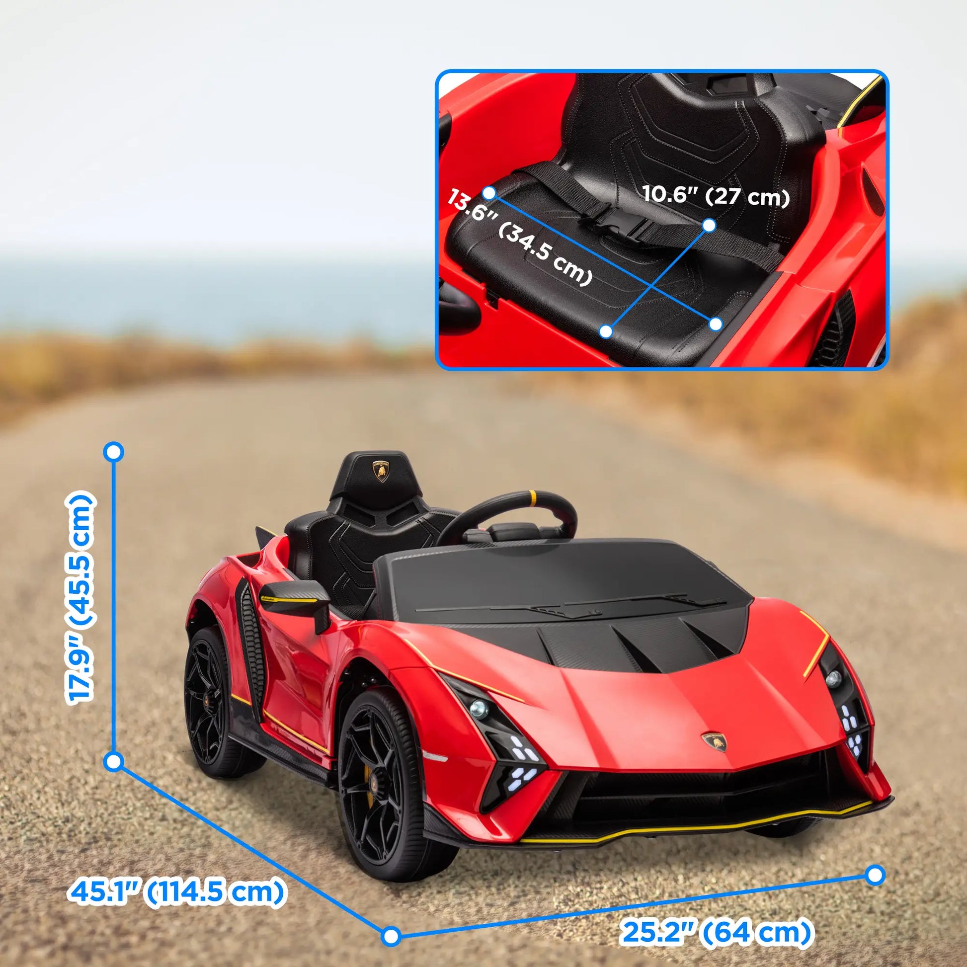 12V Lamborghini Licensed Kids Car, Remote Control, 4 Wheels Suspension, Red Electric Toy Cars at Gallery Canada