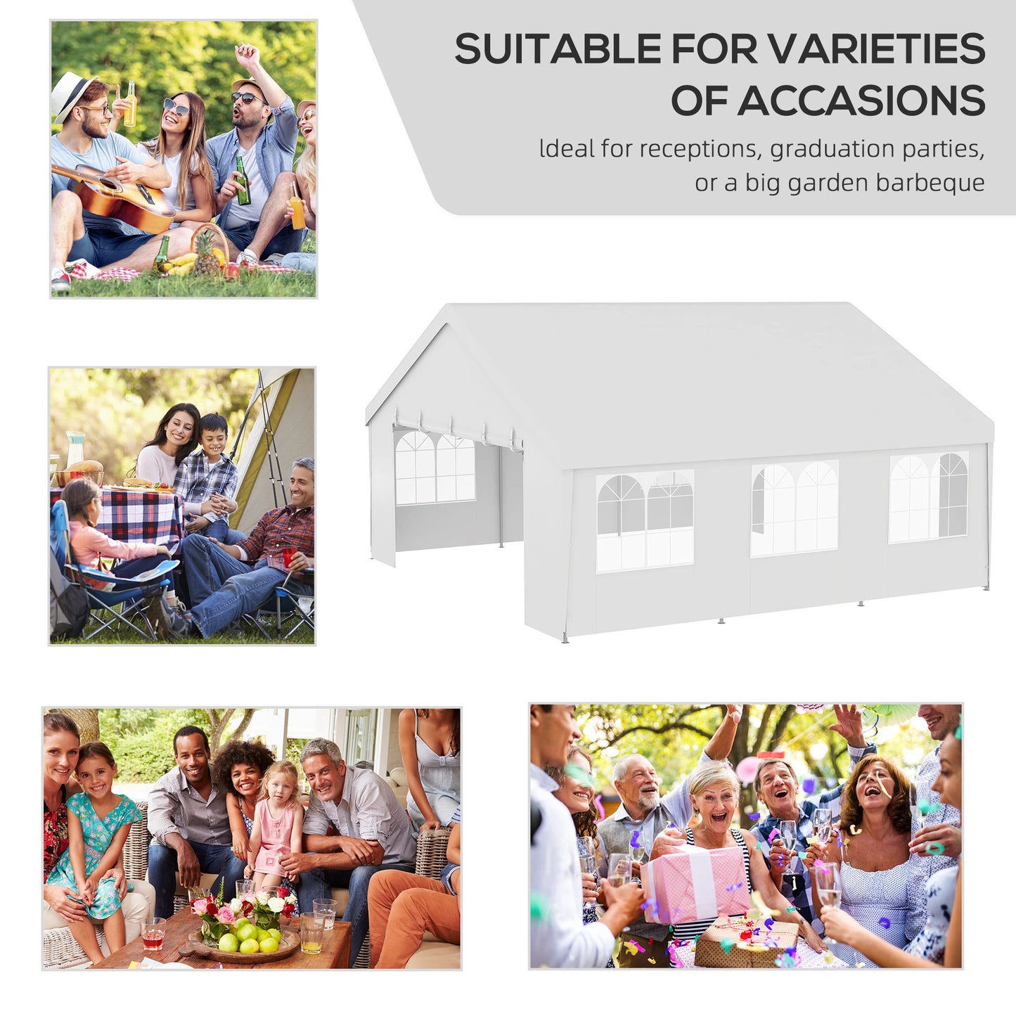 Heavy Duty Party Tent, 19.5' x 19', Large Canopy, White Canopy Tents at Gallery Canada