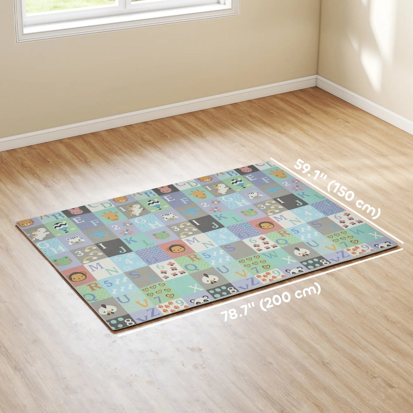 Foldable Baby Play Mat, 77" x 58", Alphabet Track Theme Kids Gym & Playmats at Gallery Canada