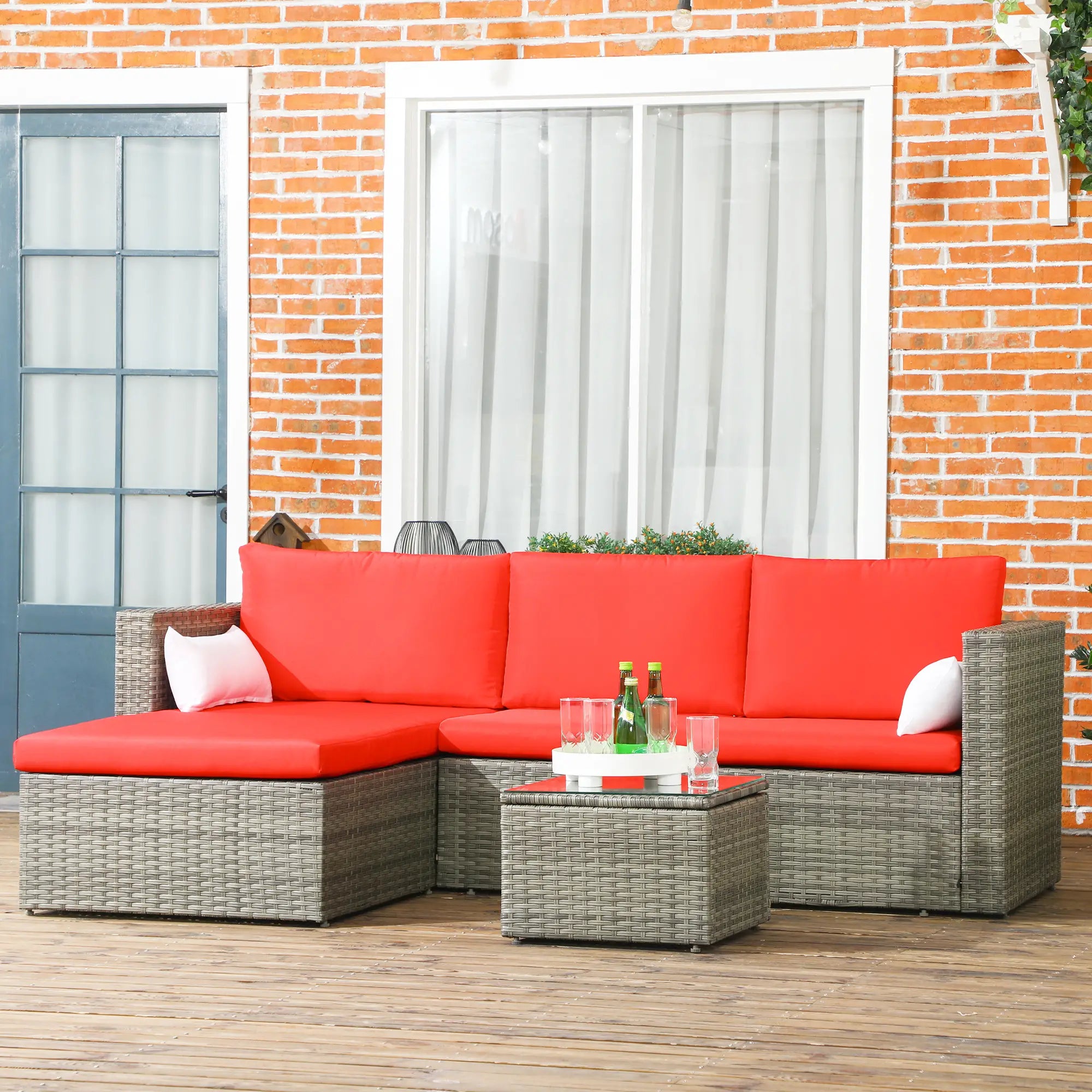 Modern Rattan Sofa Set, 3pcs, Wicker Patio Furniture, Coffee Table Patio Furniture Sets at Gallery Canada