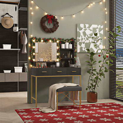 LED Vanity Table With Mirror, 3 Drawers, Black Dressing & Vanity Tables at Gallery Canada