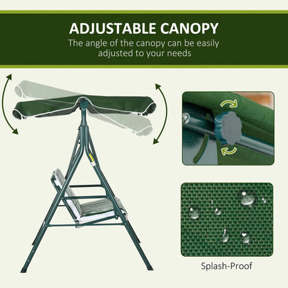 3-Seater Outdoor Porch Swing, Adjustable Canopy, White, Green Porch Swings with Canopy at Gallery Canada