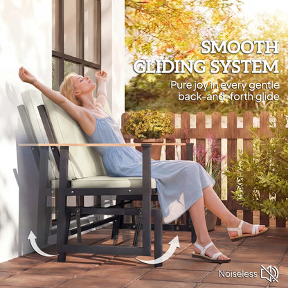 Outdoor Glider Bench For 2 Person, Thick Cushions, Cream White Outdoor Gliders at Gallery Canada
