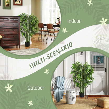 4.6FT Artificial Bamboo Tree Set, Decorative Faux Plant In Nursery Pot