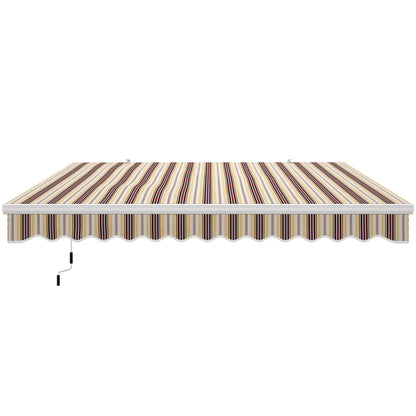 13' x 8' Retractable Patio Awning, Sun Shade, Aluminum Frame, Red Stripe Deck Awnings at Gallery Canada