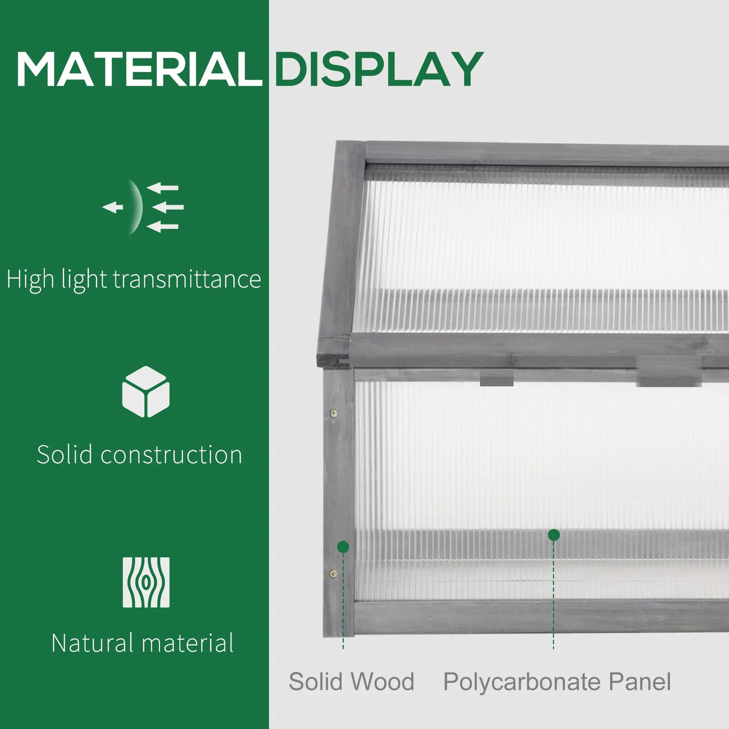 Portable Wooden Cold Frame Greenhouse, 35.5" x 20.5" x 19.5", Grey Raised Garden Beds at Gallery Canada