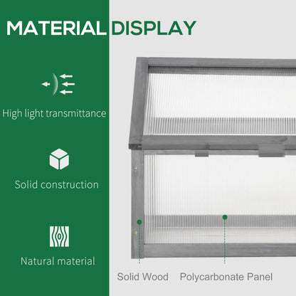Portable Wooden Cold Frame Greenhouse, 35.5" x 20.5" x 19.5", Grey Raised Garden Beds at Gallery Canada