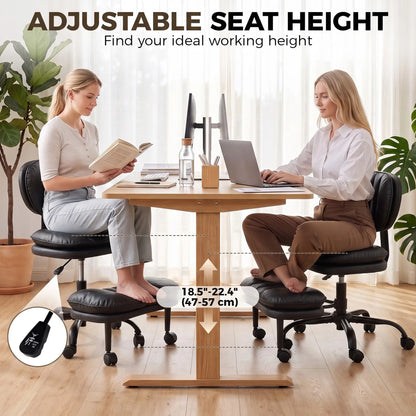 Ergonomic Cross Legged Office Chair, Swivel Meditation Desk Chair, Black