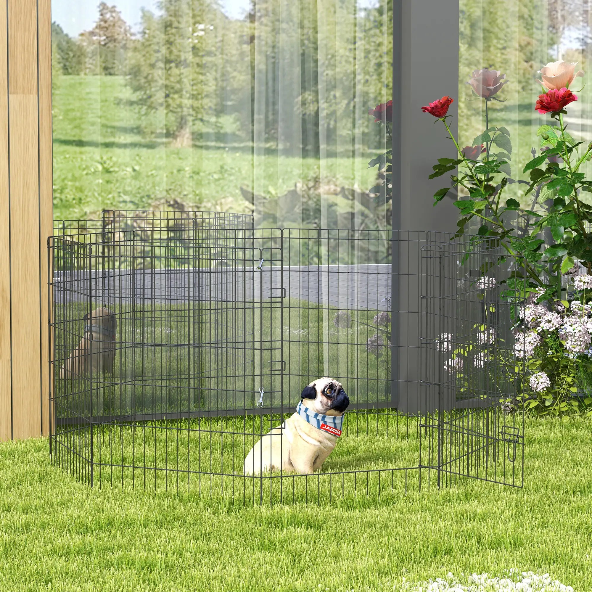 36 Inch Foldable Metal Pet Playpen, Dog Kennel Cage, 8 Panel Dog PlayPens at Gallery Canada
