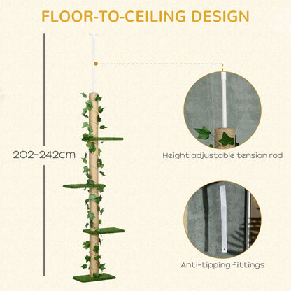 4-Tier Floor to Ceiling Cat Tree, Height 80-95Inches, Multi-Layer Activity Centre Floor to Ceiling Cat Trees at Gallery Canada