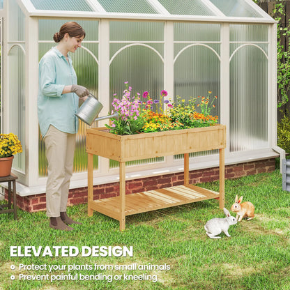 43.25" x 18" x 30" Raised Garden Bed, Wooden Plant Stand, 8 Grid Box, Natural Wood Elevated Garden Beds at Gallery Canada