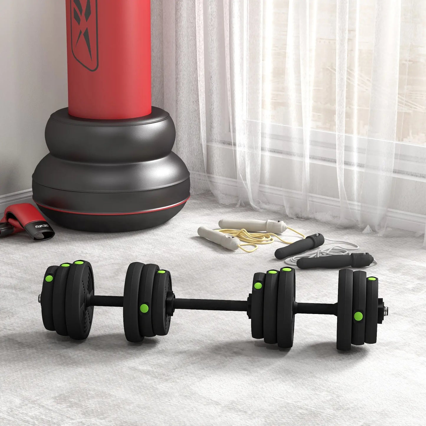 55LBS Adjustable Barbell Dumbbells Set, Non-Slip Handles Home Gym Dumbbells & Barbells at Gallery Canada