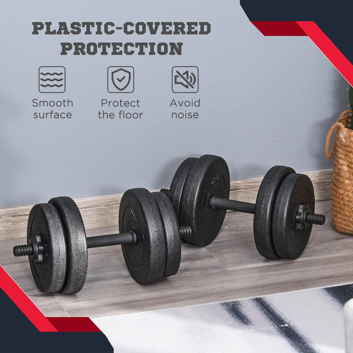 Adjustable 2 x 22lbs Dumbbell Set, Fitness Training, Black Dumbbells & Barbells at Gallery Canada