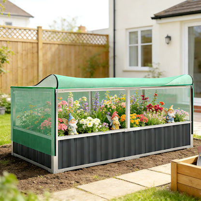 Steel Raised Garden Bed, 5.7 x 3 x 2.3ft, With Cover And Gloves, Dark Grey Galvanized Planter Boxes at Gallery Canada