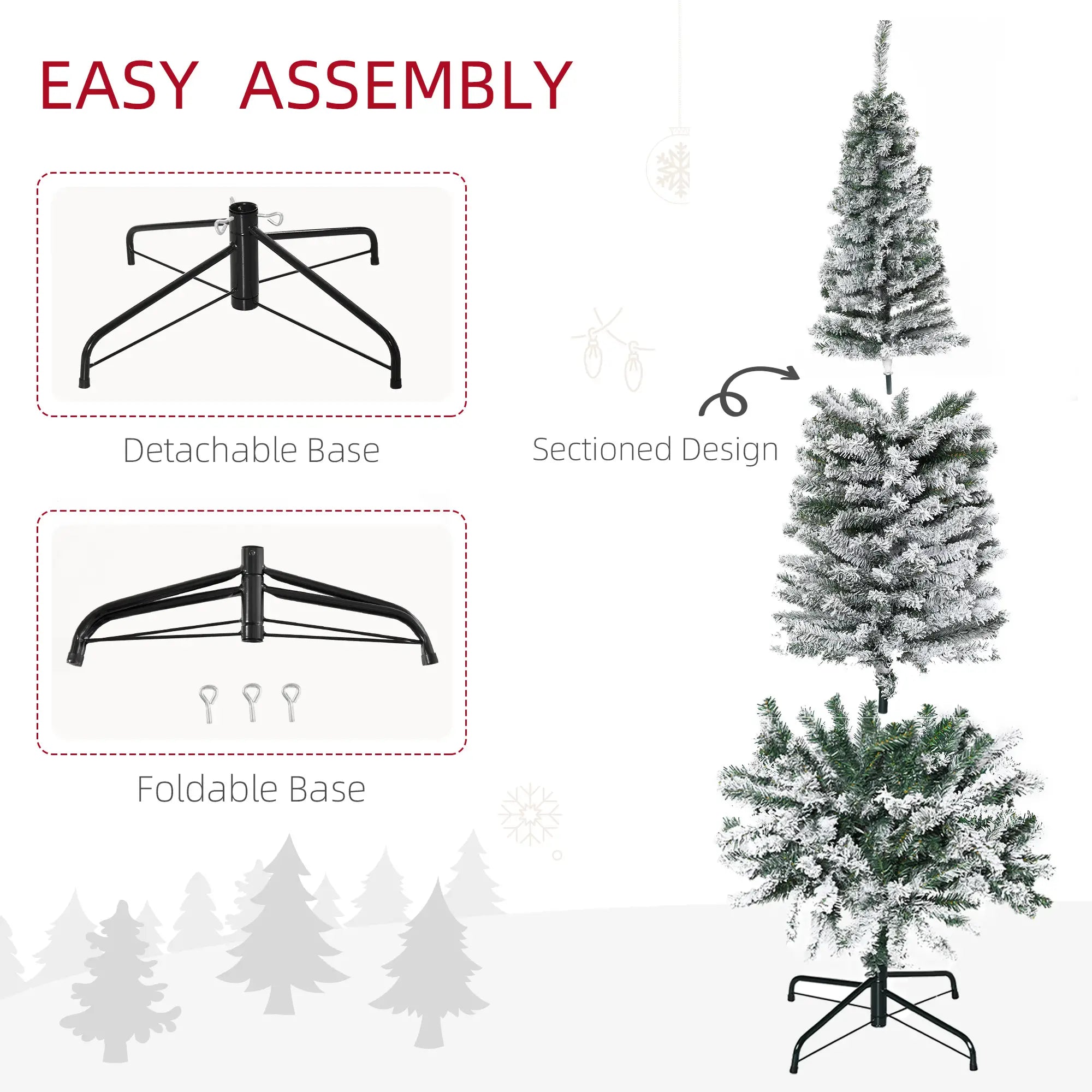 7.5ft Flocked Pencil Christmas Tree, Realistic Tips, Green Pencil Christmas Trees at Gallery Canada
