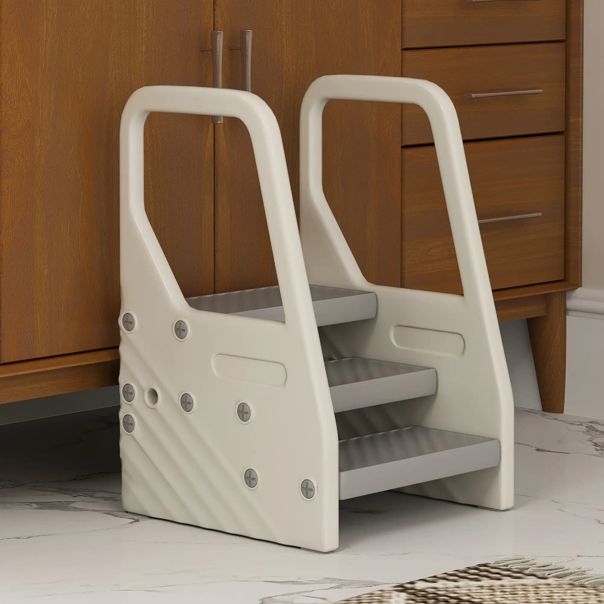 Adjustable Height Toddler Step Stool with Handle, Foot Pads, Grey Toddler & Kids Step Stools at Gallery Canada