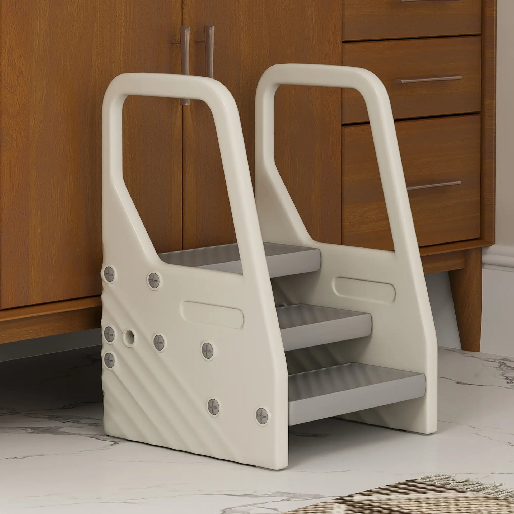 Adjustable Height Toddler Step Stool with Handle, Foot Pads, Grey Toddler & Kids Step Stools at Gallery Canada