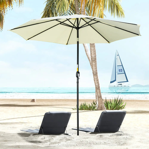 10' x 8' Round Market Umbrella, Crank Handle, Tilt, Beige