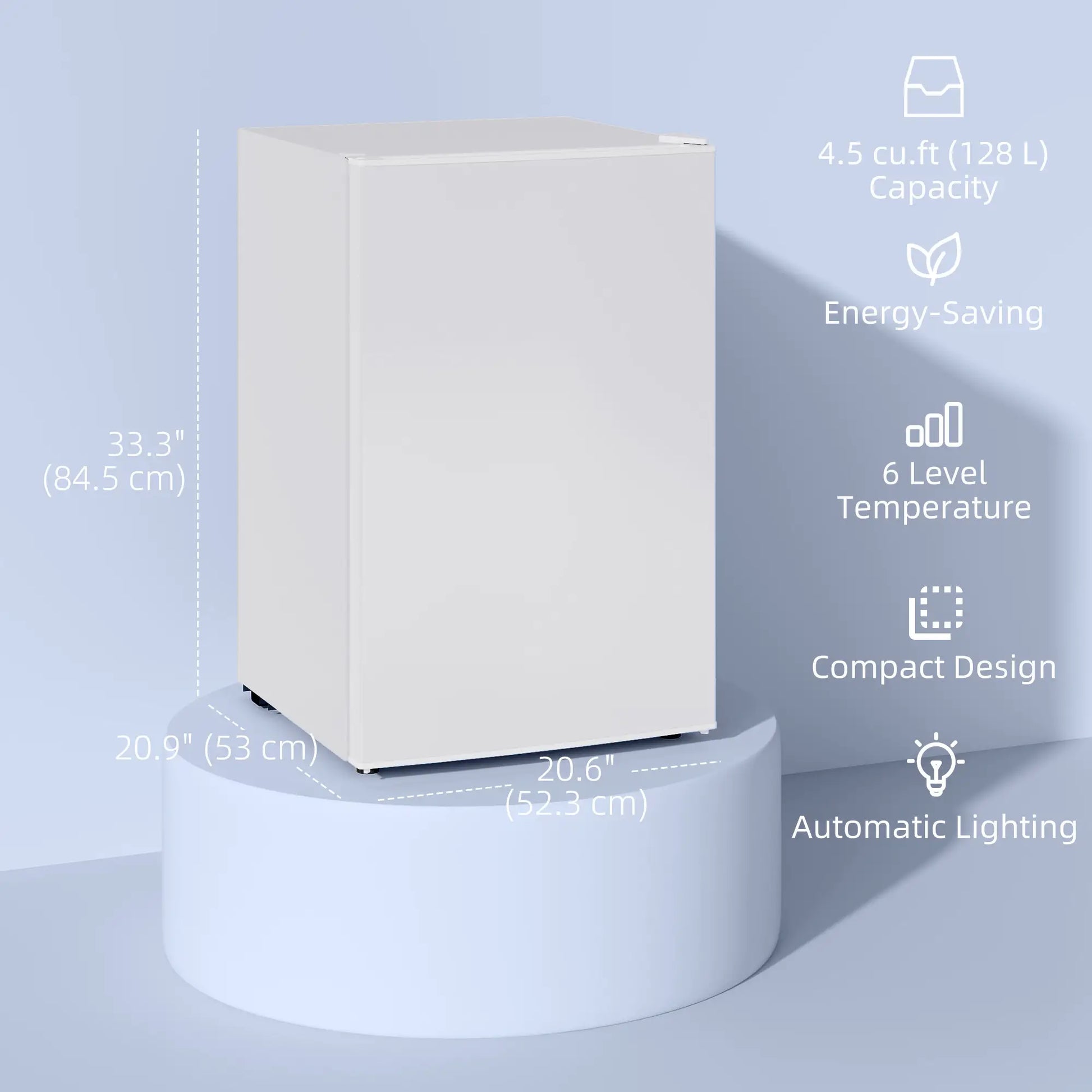 4.5 Cu Ft Mini Fridge with Freezer, Wheels, Adjustable Thermostat, White Small Kitchen Appliances at Gallery Canada
