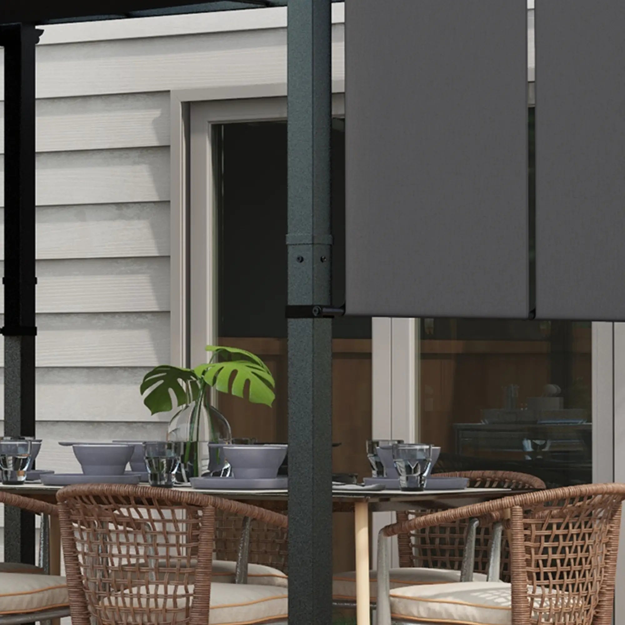 10' x 12' Metal Pergola, Retractable Canopy, Garden Patio Backyard Deck Pergolas at Gallery Canada