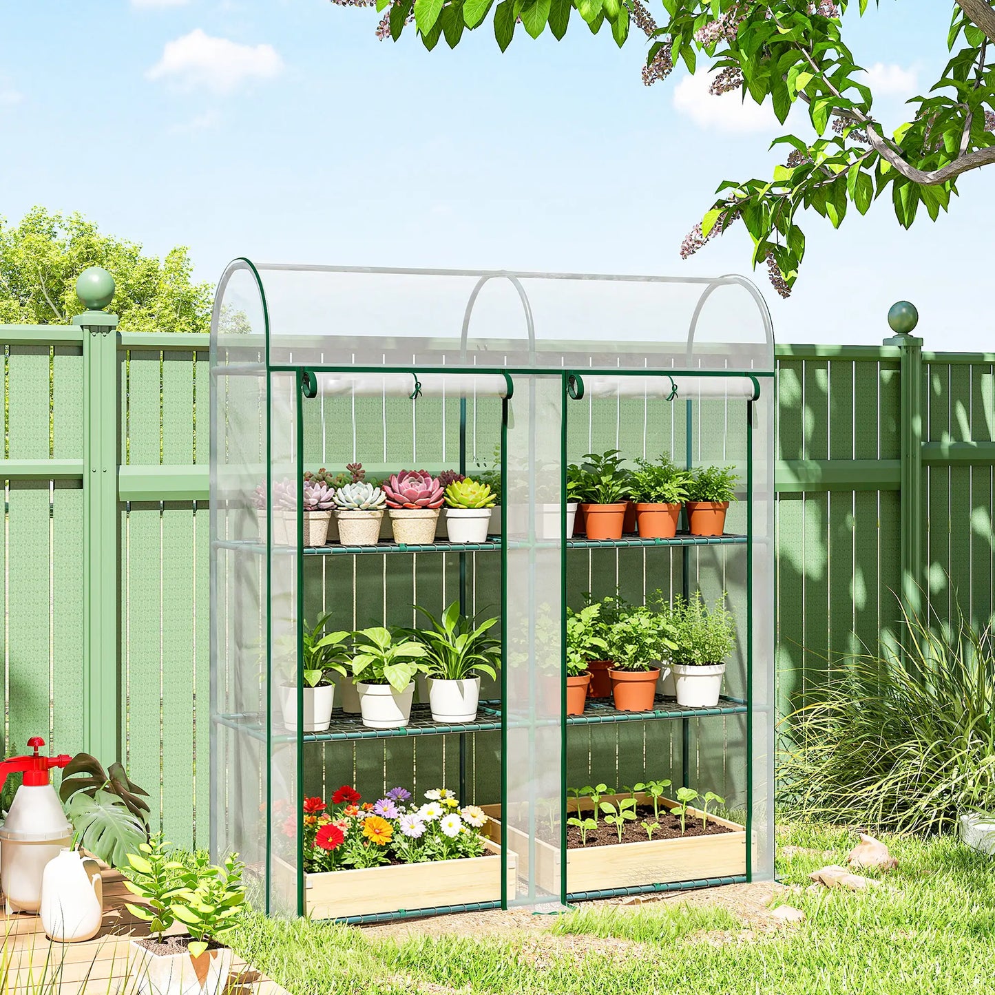 3 Tier Mini Greenhouse, 56.3" x 18.1" x 64.6", Clear Portable Greenhouses at Gallery Canada
