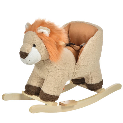 Baby Rocking Horse, Lion Design, Plush, Wooden, Sound, Seat Belt, 18-36 Months, Brown Rocking Horses at Gallery Canada