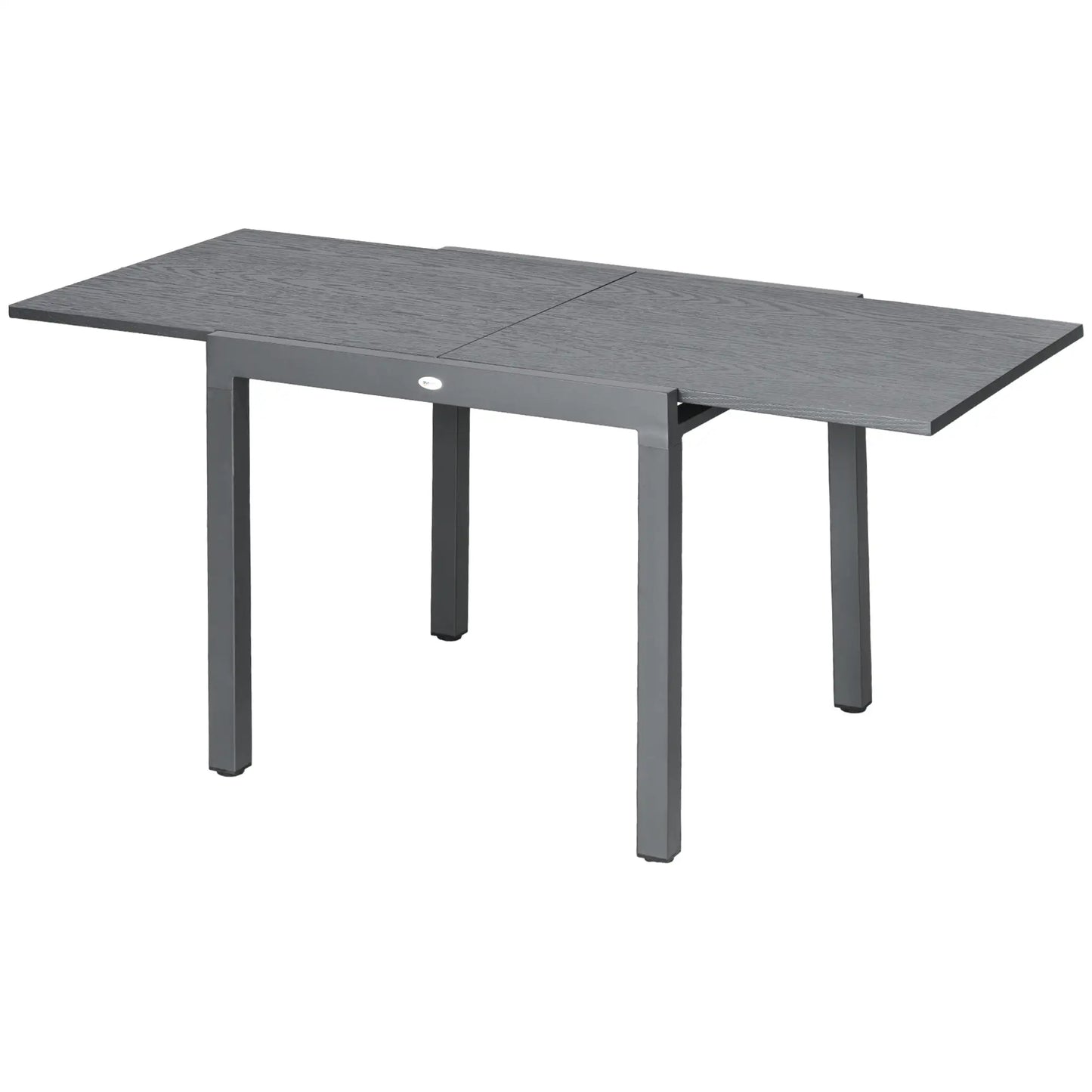 31.5"-63" Extendable Outdoor Dining Table, Aluminium Frame, Steel Tabletop, Dark Grey Patio Dinning Tables Dark Grey with Wood Grain at Gallery Canada