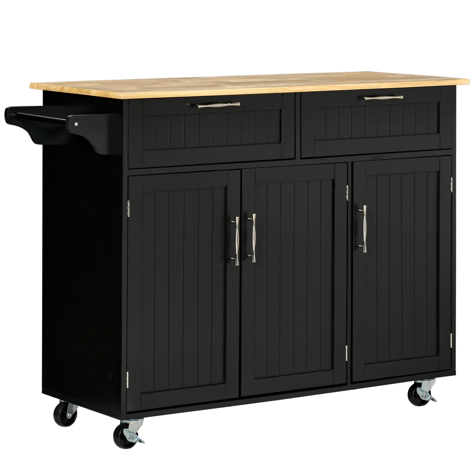 Modern Kitchen Island, Utility Cart with 2 Drawers, Cabinets, Black Kitchen Islands & Kitchen Carts Black at Gallery Canada