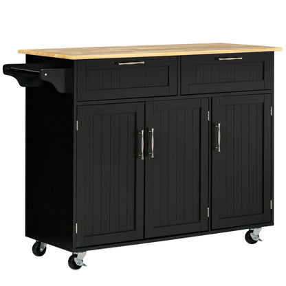 Modern Kitchen Island, Utility Cart with 2 Drawers, Cabinets, Black Kitchen Islands & Kitchen Carts Black at Gallery Canada