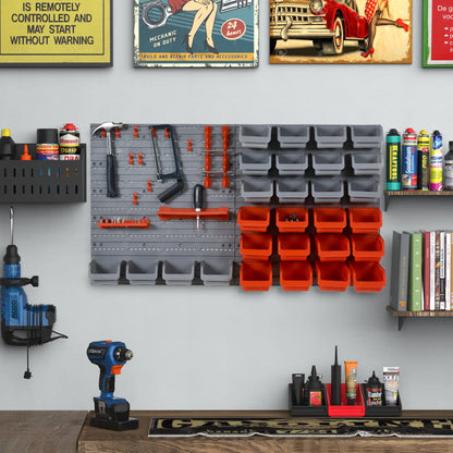 44PC Wall Mounted Storage Bins, Hardware Organizer, Pegboard, Red Tool Organizers at Gallery Canada