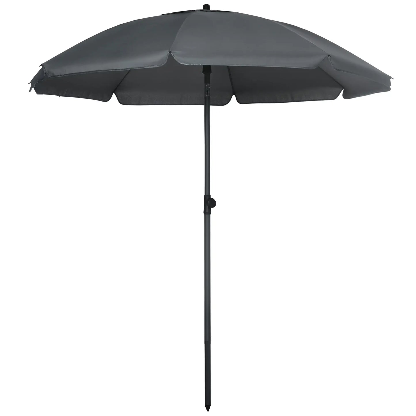6ft Beach Umbrella, UV50+ Vented Canopy, Push Button Tilt, Dark Grey Beach Umbrellas Dark Grey at Gallery Canada