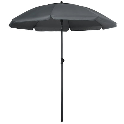 6ft Beach Umbrella, UV50+ Vented Canopy, Push Button Tilt, Dark Grey Beach Umbrellas Dark Grey at Gallery Canada