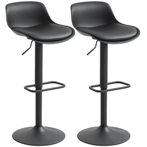 Counter Height Bar Stools Set of 2, Adjustable Swivel PU Leather Seat, Black