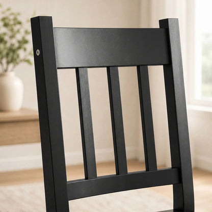 Set of 2 Kitchen Chairs with Slat Back, Black