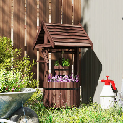 Wood Wishing Well Planter, With Hanging Bucket And Drainage, Tan Water Fountains at Gallery Canada