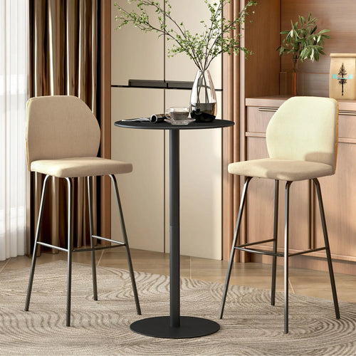 Round Bar Table for 2, Steel Frame, Easy Assembly, Black