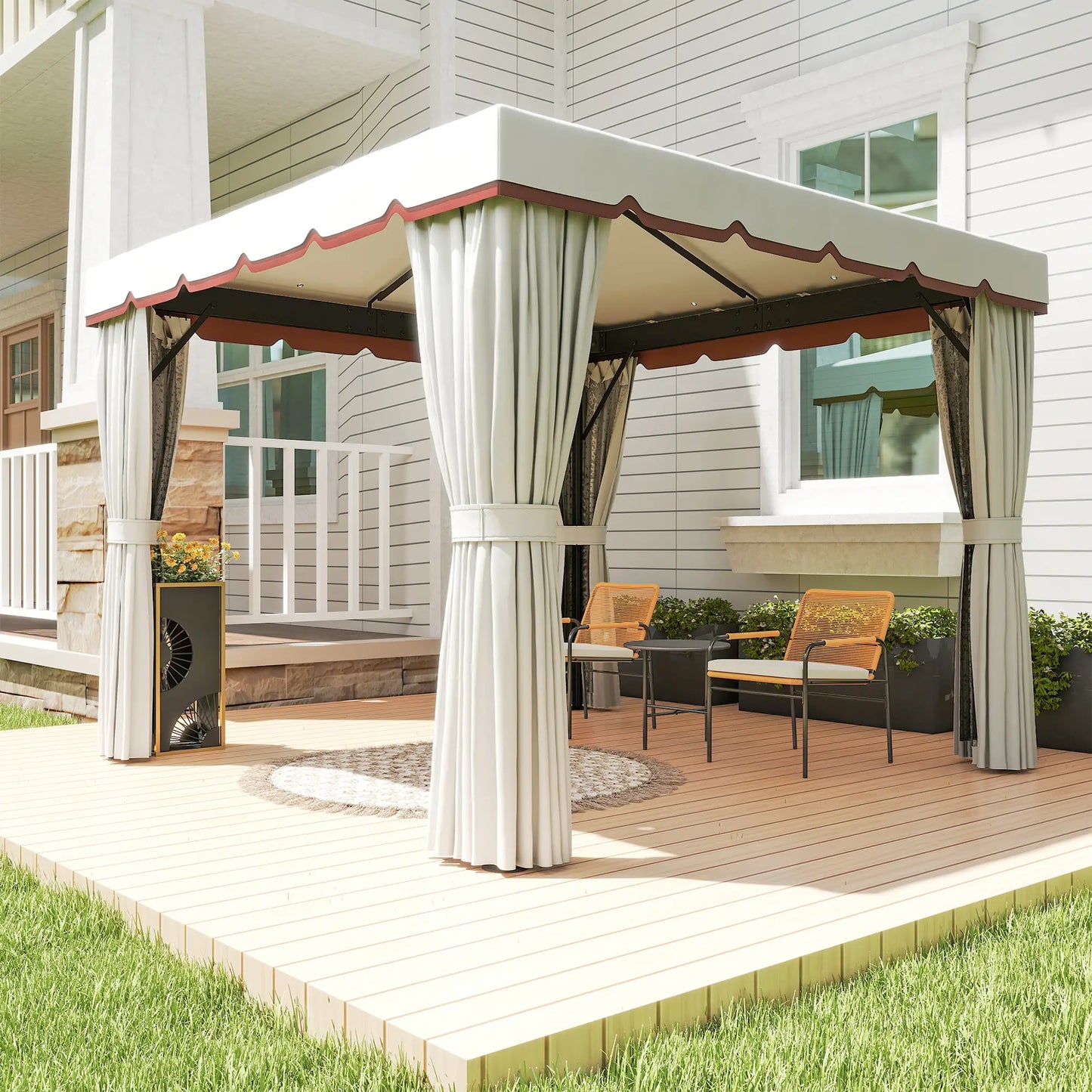 10' x 10' Outdoor Gazebo, Double Soft-Top, Cream White Gazebos at Gallery Canada