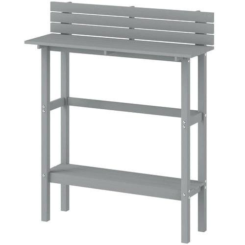 110cm Rectangle Outdoor Bar Table, Slatted Top, Grey