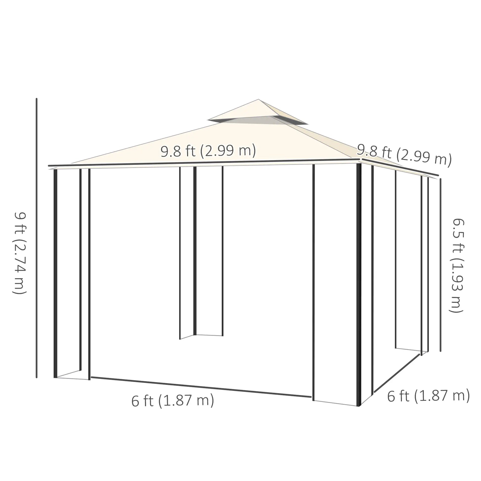 10'x10' Soft-Top Gazebo, Double Tier Roof, Mesh Curtains, Cream Gazebos at Gallery Canada