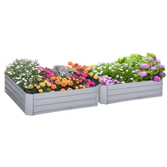 39" x 39" x 12" Set of 2 Raised Garden Bed, Elevated Planter Box with Galvanized Steel Frame for Growing Flowers, Herbs, Succulents, Grey at Gallery Canada