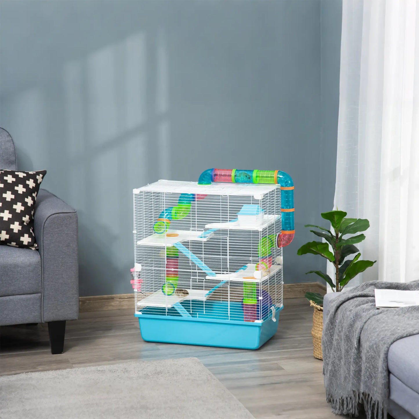 23" Large Hamster Cage, Small Animal House, 5-Level, Light Blue Hamster Cages at Gallery Canada