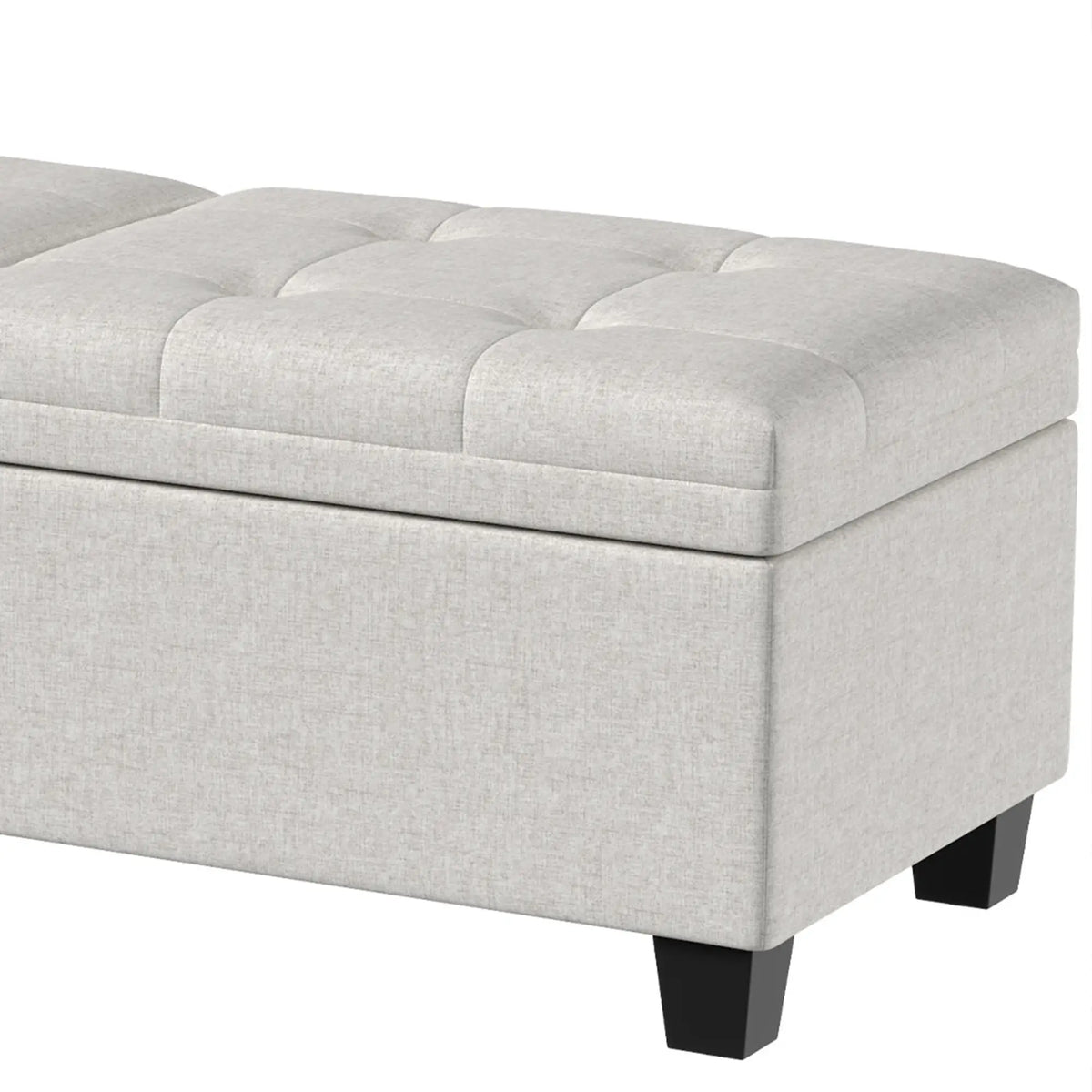 51.2" Storage Ottoman Bench, End of Bed Bench, Cream White