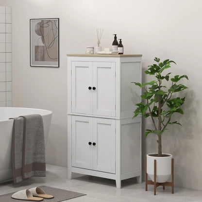 Bathroom Storage Cabinet, Modern Floor Cabinet, 4 Doors, 2 Shelves, White Freestanding Bathroom Cabinets at Gallery Canada