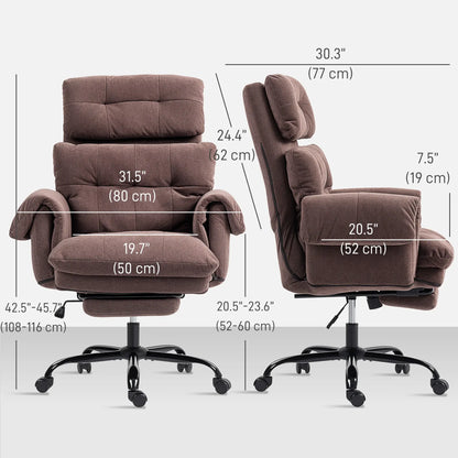 Reclining Executive Computer Desk Chair, Ergonomic Office Chair with Footrest and Thickly Padded, Coffee Office Chairs at Gallery Canada