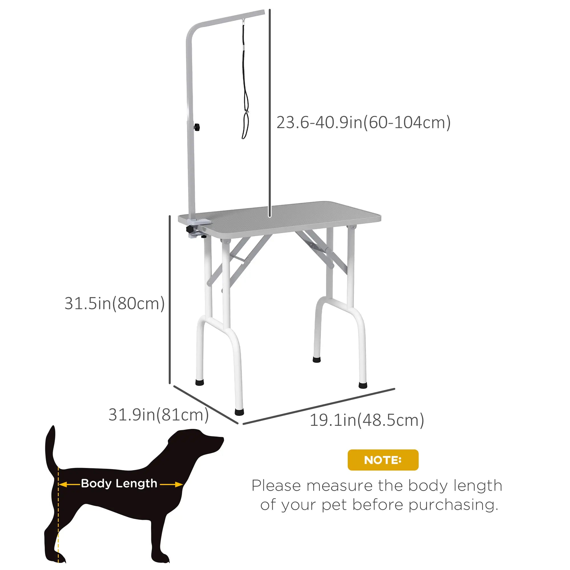 Foldable Pet Grooming Table, Adjustable Arm, Non-Slip, Grey Dog Grooming Tables at Gallery Canada