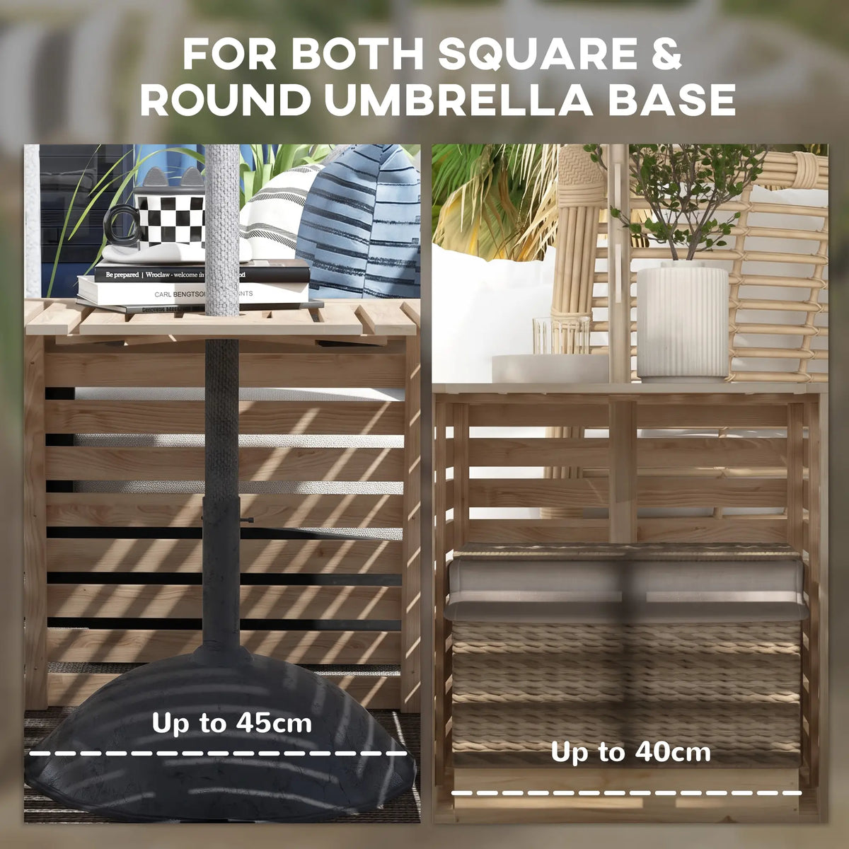 2-In-1 Outdoor Umbrella Base Storage Box Patio Side Table, Brown Patio Storage Boxes at Gallery Canada