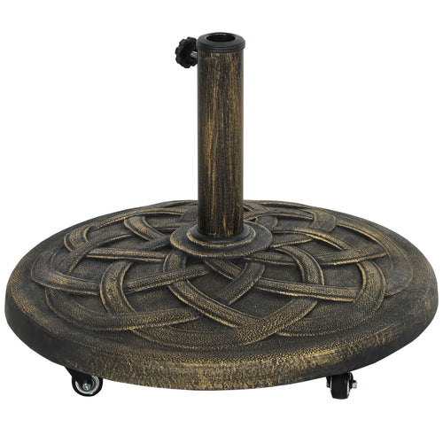 Round Patio Umbrella Base With Wheels, 44 Lbs Resin Stand, 1.3