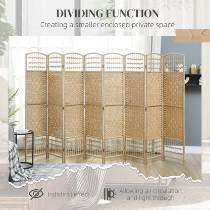 8 Panel Folding Room Divider, Portable Privacy Screen, Natural Room Dividers at Gallery Canada