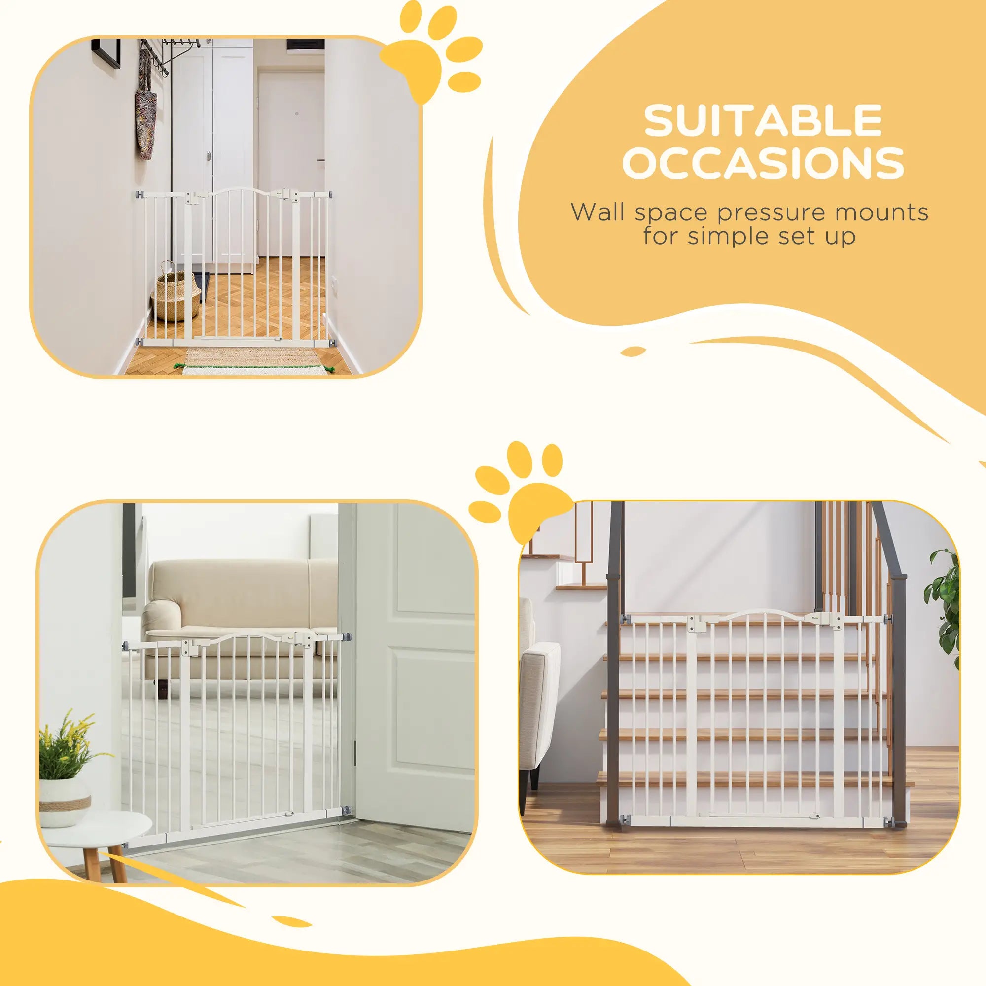 Extra Tall Dog Gate with Door, Pressure Fit, Auto Close, 29