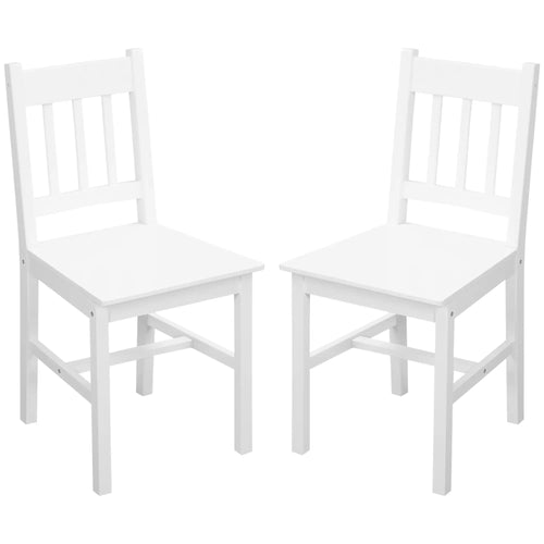 Dining Chairs Set of 2, Kitchen Chair, Pine Wood, White